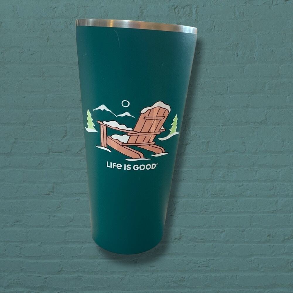 Life Is Good 25 oz Tumbler Winter Adirondack Stainless Steel Jake Green No Lid